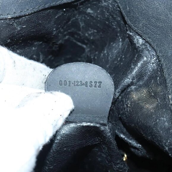 GUCCI Bamboo Hand Bag Suede 2way Black Gold 001 123 1577 Auth 93210 - Picture 12 of 14